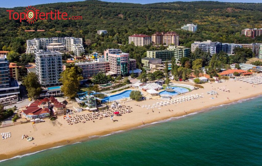 На море в Хотел Лилия 4*, Златни пясъци, Първа линия! Нощувка със закуска и вечеря или all inclusive + басейн, шезлонг, чадър на цени от 55 лв. на човек